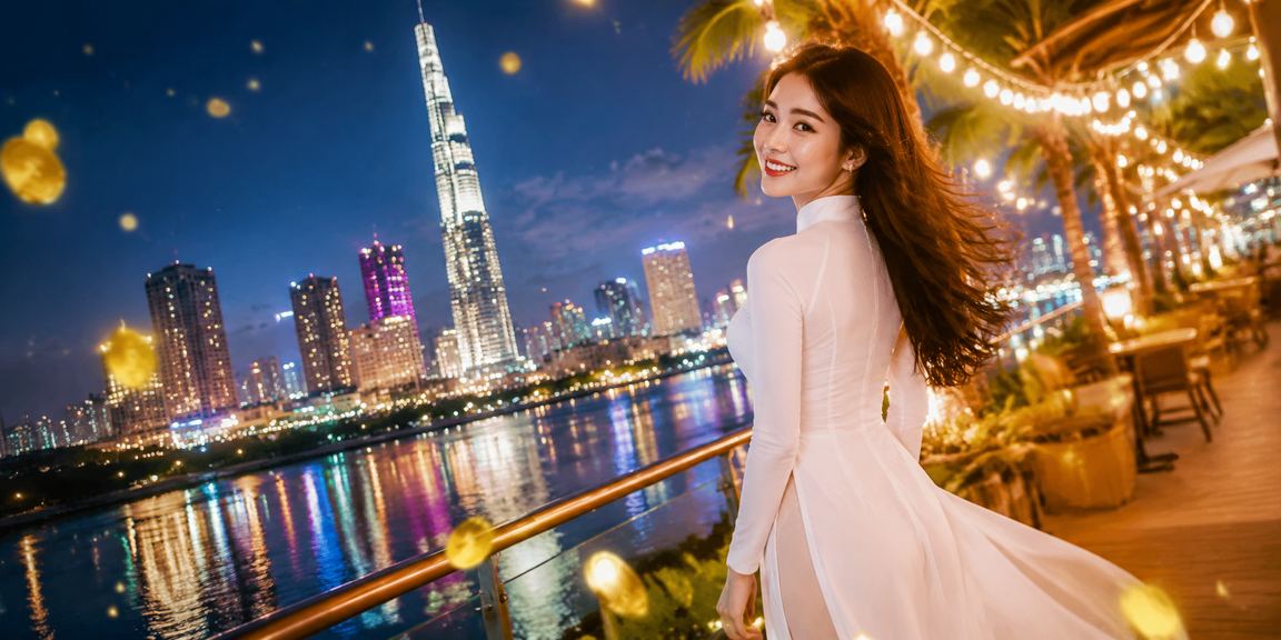 Người dùng TP.HCM trong trang phục áo dài xem đánh giá cá cược thể thao trên điện thoại